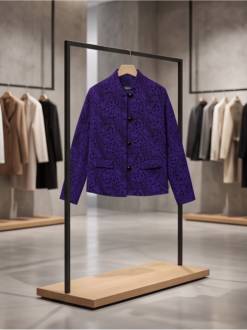 TanJay Purple Patterned Button-Front Blazer